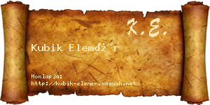 Kubik Elemér névjegykártya